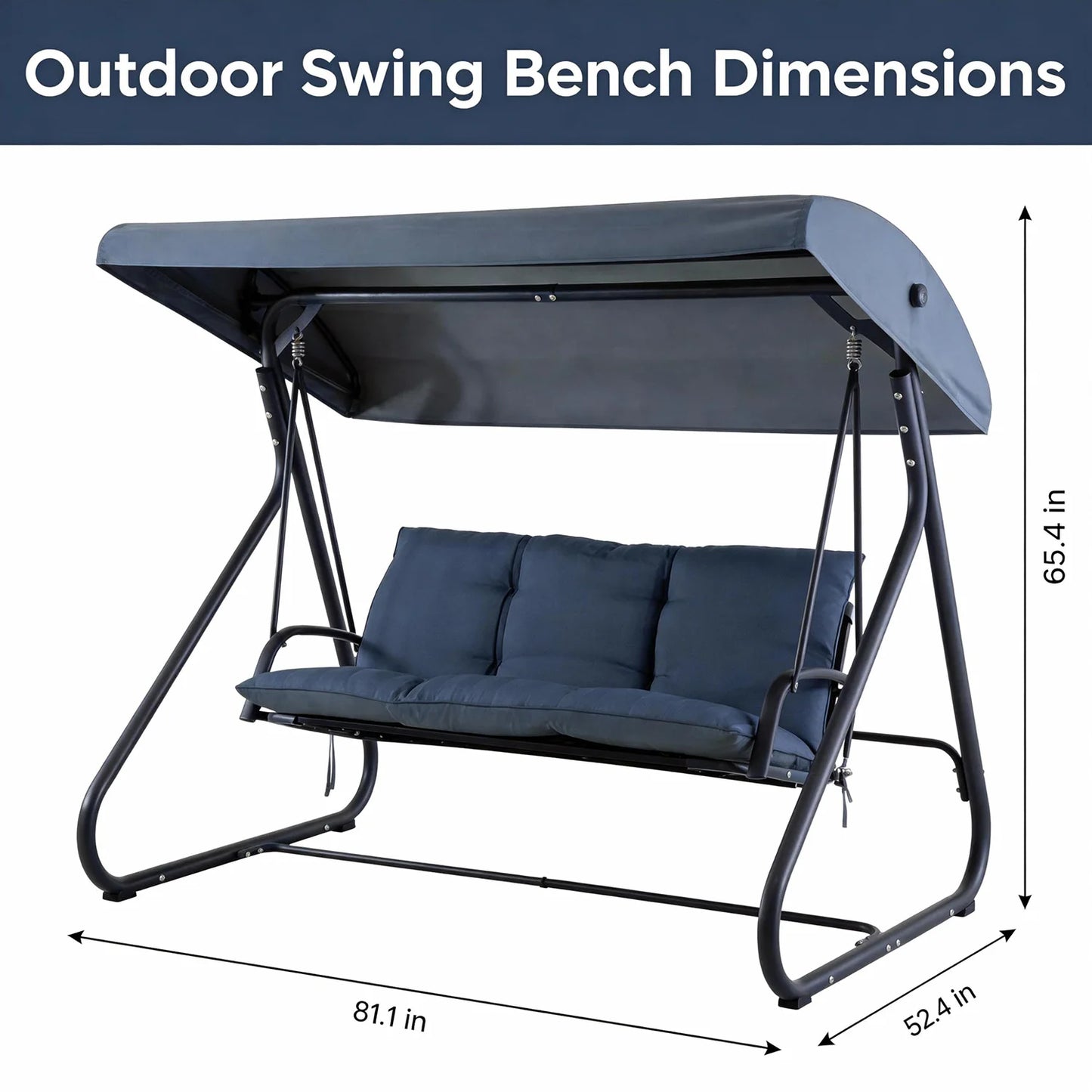 HiMISS 3-Seat Convertible Outdoor Swing Bed With Canopy