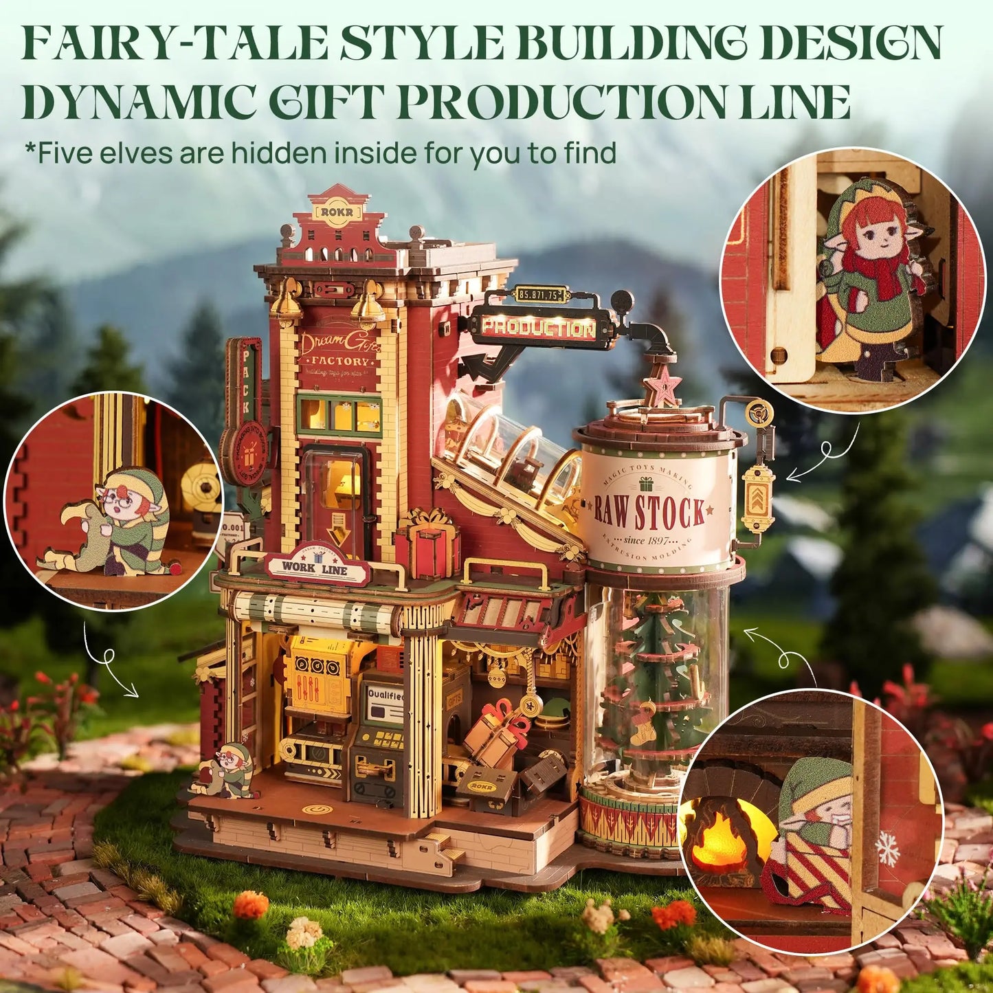 Robotime Rokr Dream Gift Factory 3D Wooden Puzzle With Light