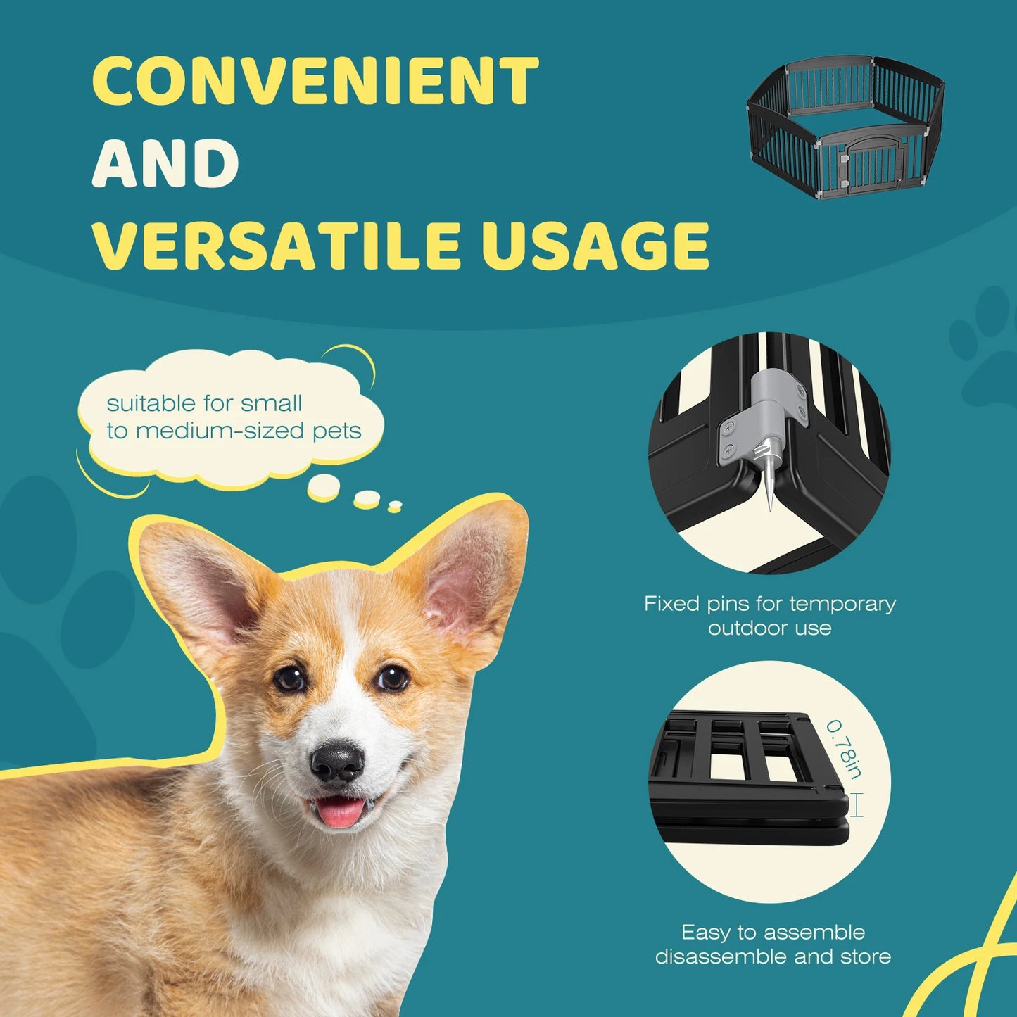 JHK Plastic Dog Playpen Expandable Pet Fence Portable Indoor Outdoor