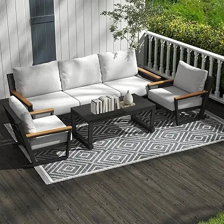 Aluminum Outdoor Patio Furniture Set With Table And 5 Seats