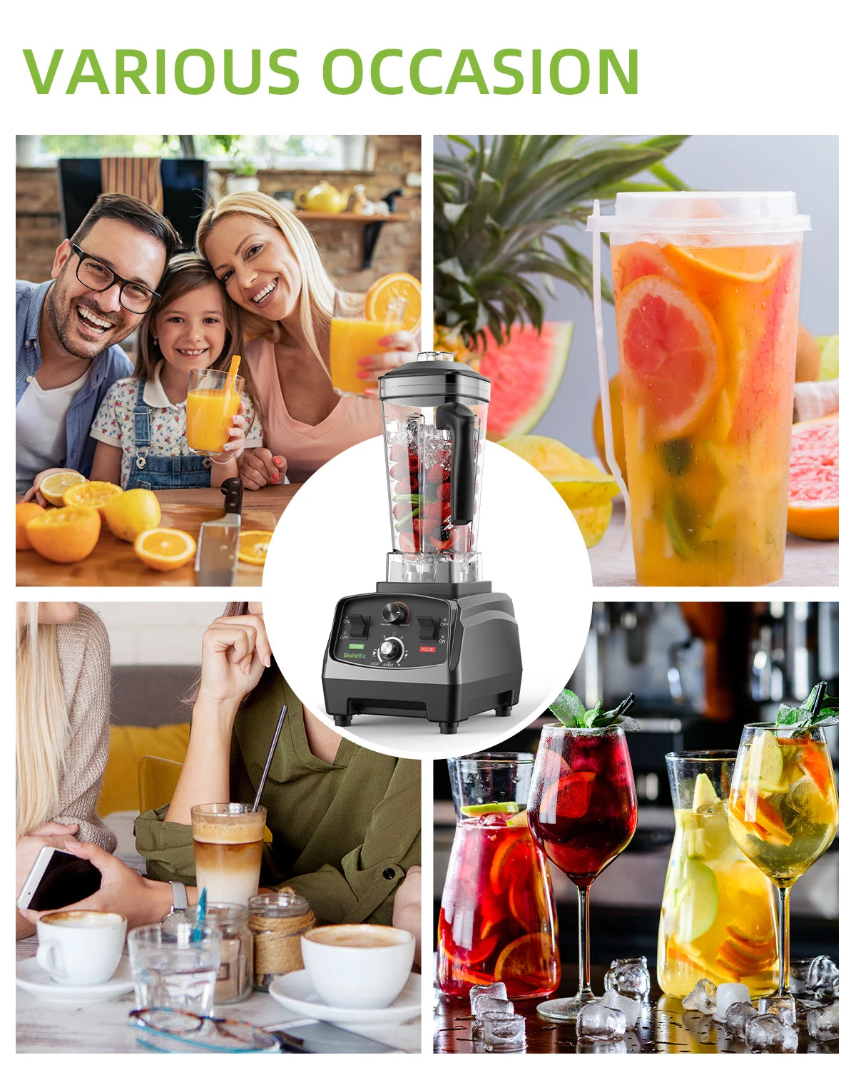 Biolomix 3HP 2200W Heavy Duty Blender Mixer Juicer