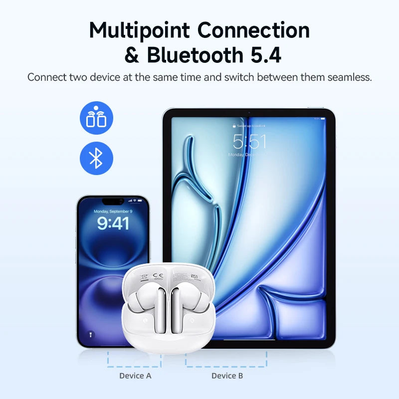 QCY Melobuds N50 ANC Wireless Earphones With Multipoint Bluetooth 5.4