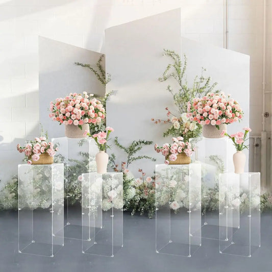 Clear Lucite Pedestal Display Stand Six Piece Set Party Cakes
