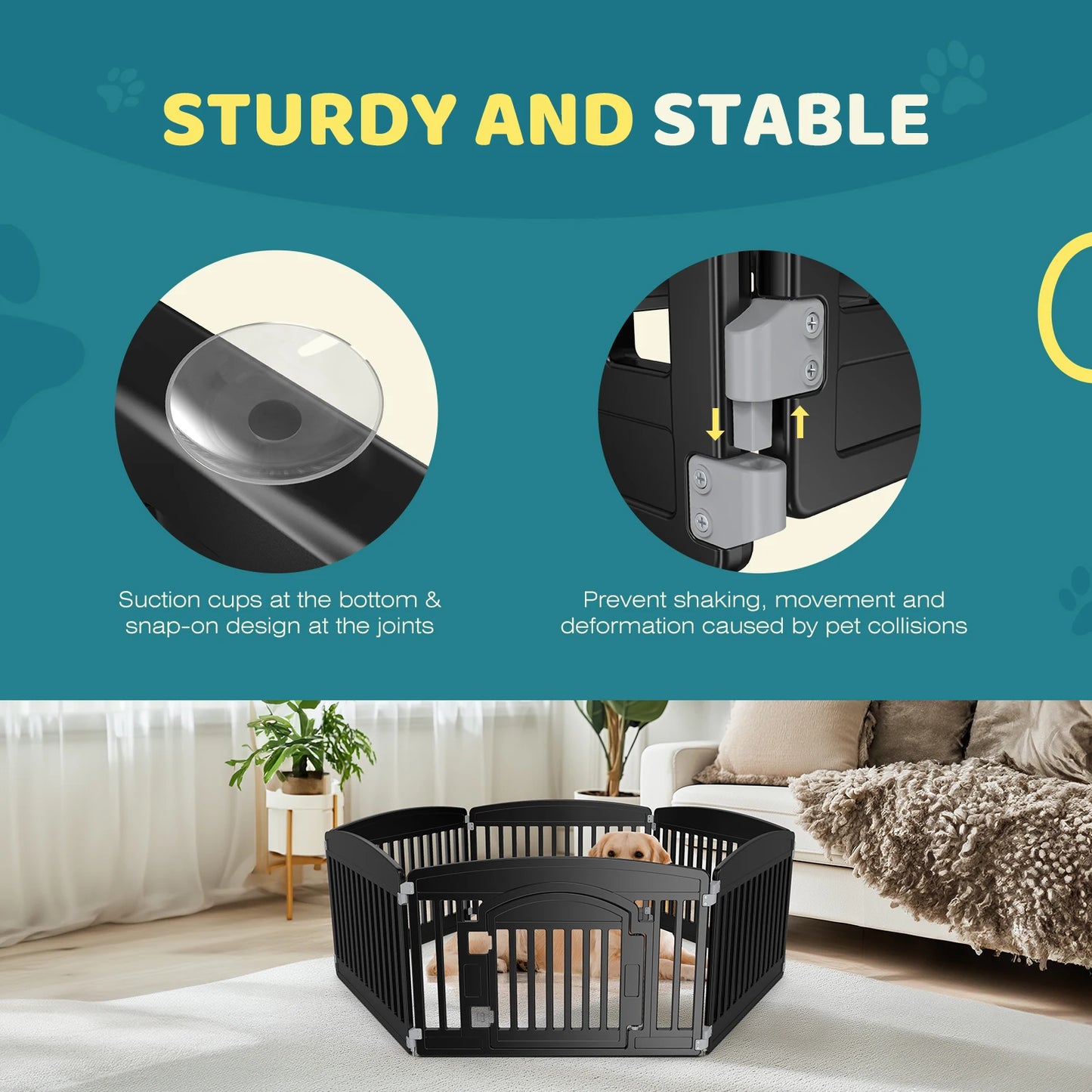 JHK Plastic Dog Playpen Six Panel Expandable Fence For Medium Dogs