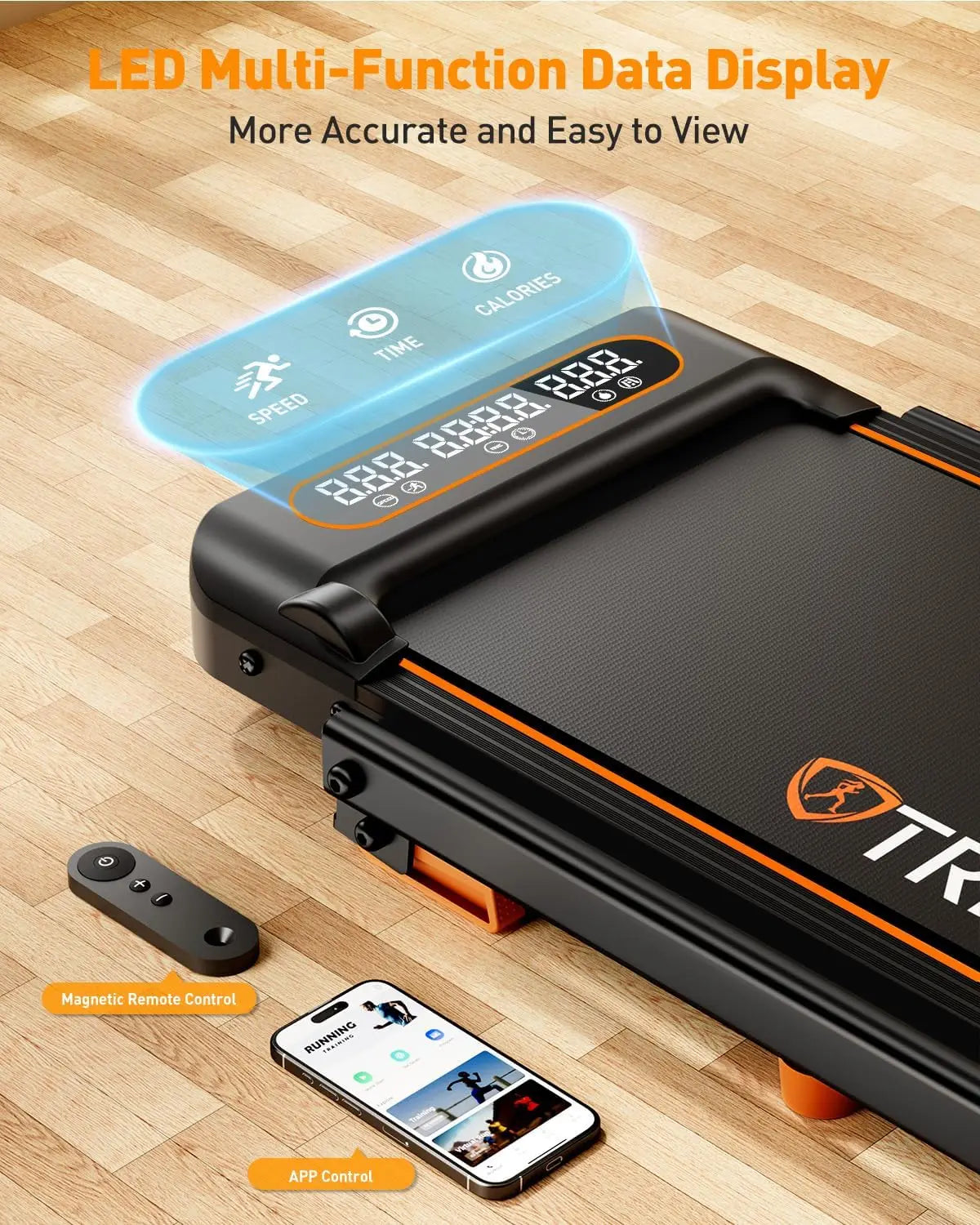 3.5HP Walking Pad Under Desk Treadmill With Incline Handle Bar
