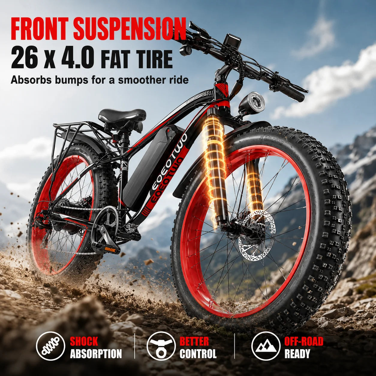 EOEOTWO E01 Fat Tire Electric Bike 34 MPH 60 Miles