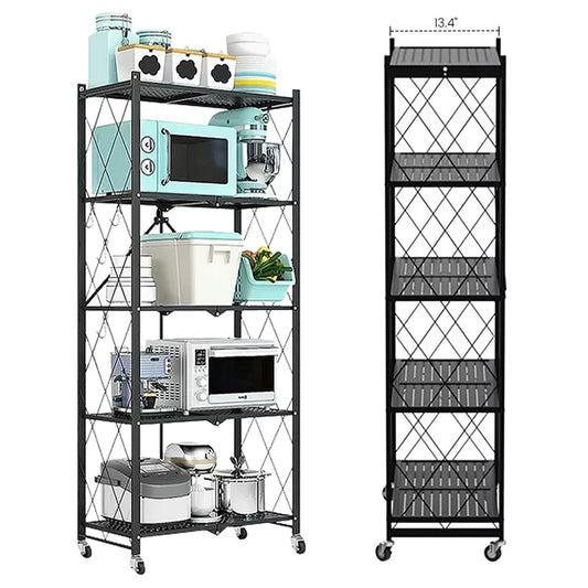 5 Tier Mobile Metal Storage Shelving Unit With Wheels