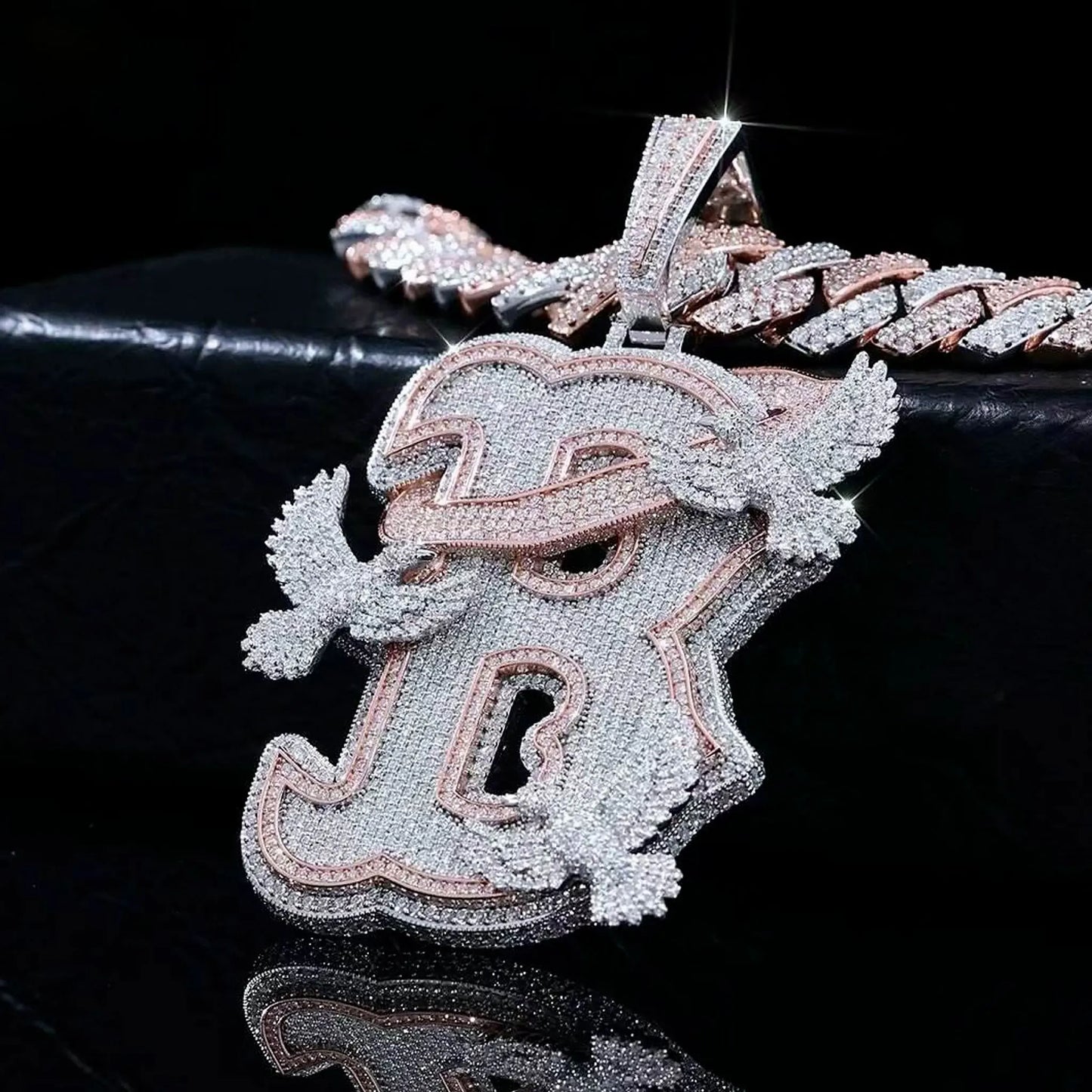 Lyee Cyee Letter B Peace Dove Zircon Pendant Necklace
