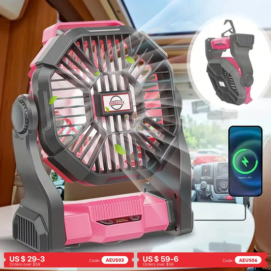 URGGU Three In One Camping Fan With Led Lantern Rotation