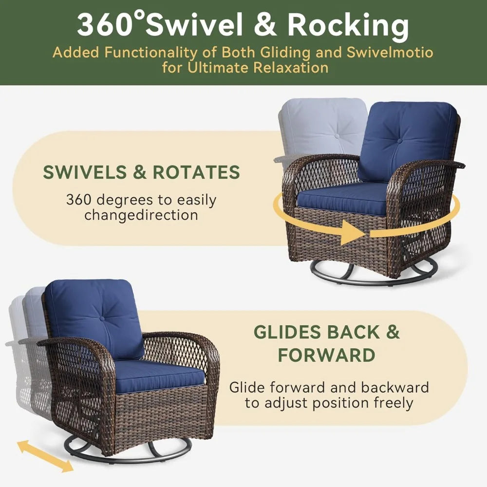 Outdoor Wicker Patio Furniture Set With Rocking Chairs