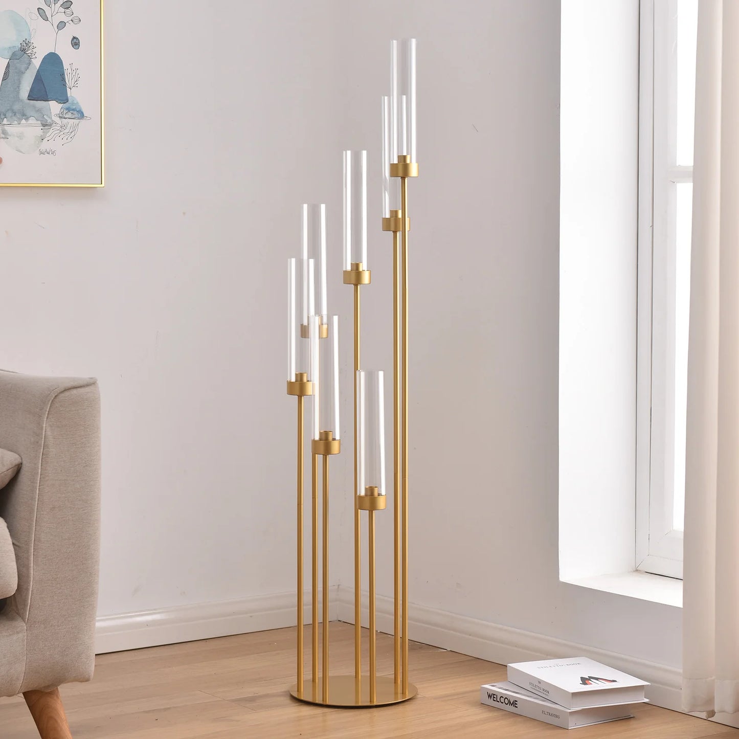VINCIGANT 4Sets 7-Arm Floor Candelabra Wedding Centerpieces