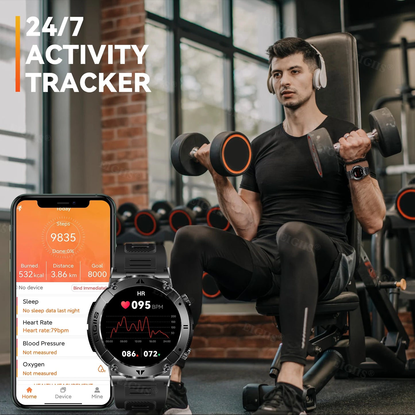 LaNikar Smartwatch For Men TFT Display Bluetooth Blood Pressure Monitor