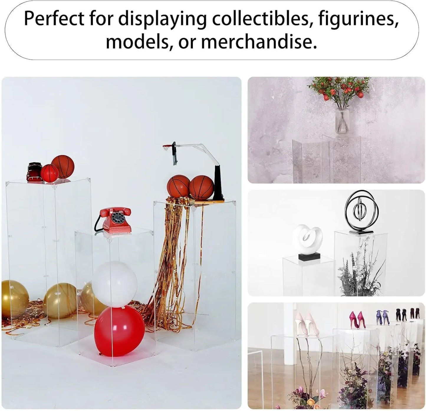 Clear Lucite Pedestal Display Stand Six Piece Set Party Cakes