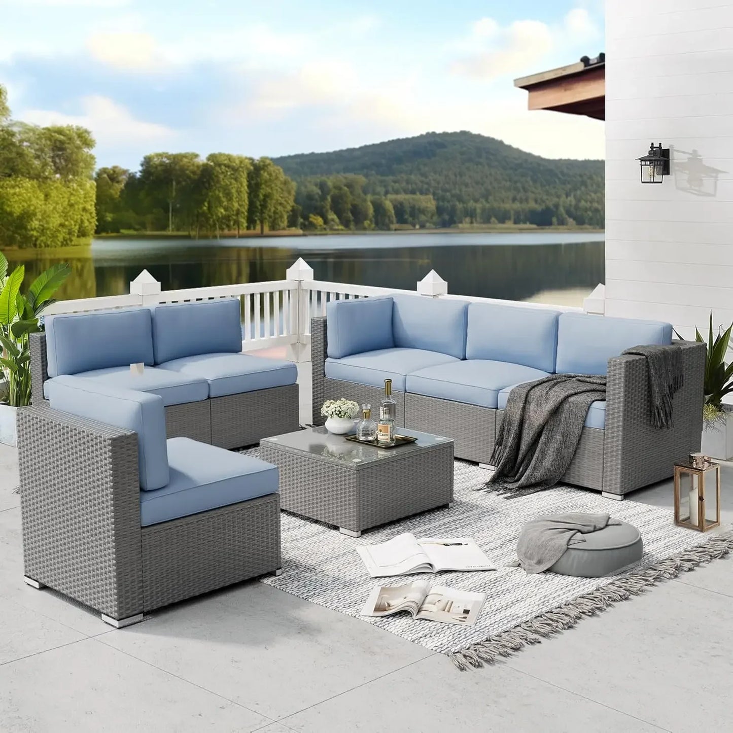 Outdoor Patio Furniture Set With Conversation Sofa And Coffee Table