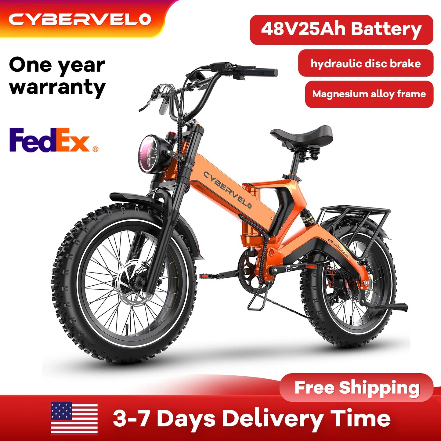 CYBERVELO EK6 Fat Tire 2000W Peak Motor Foldable Electric Bike