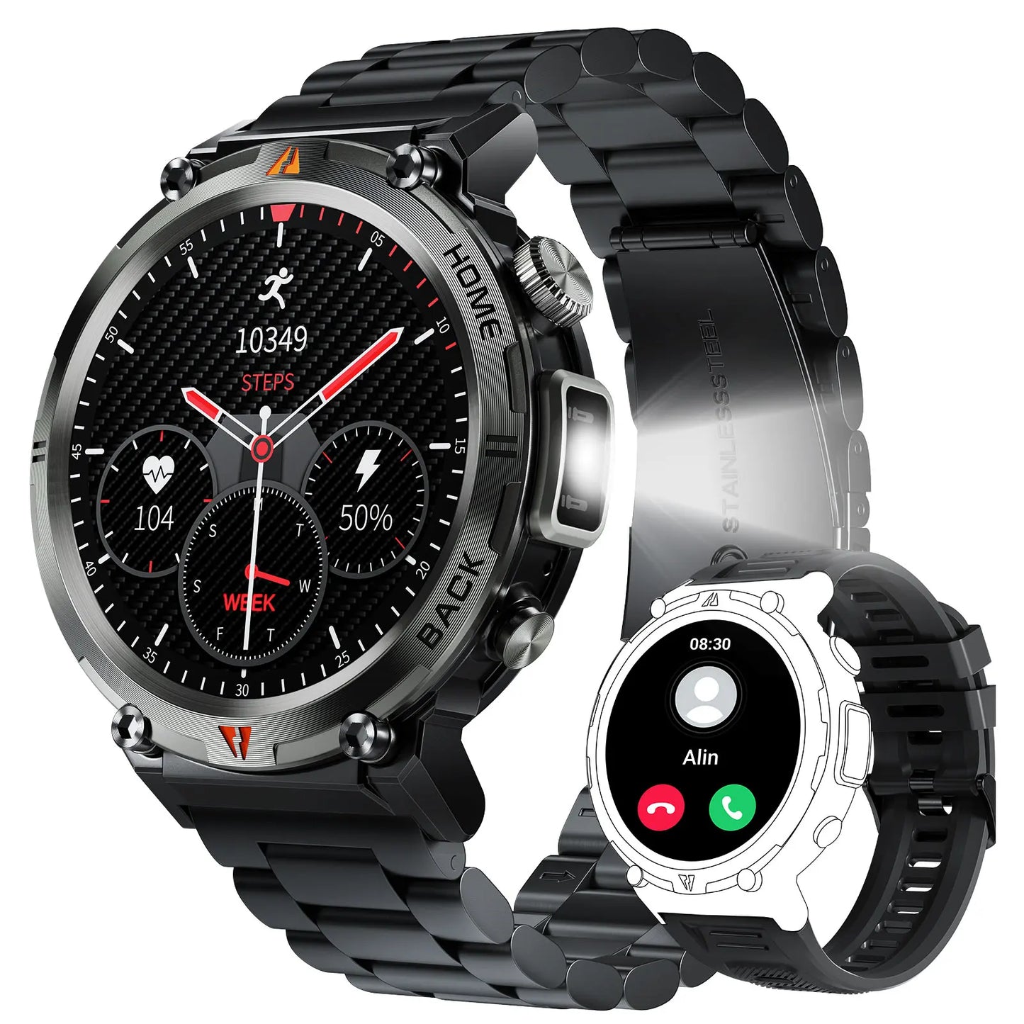 EIGIIS KE3 Bluetooth Call Smartwatch For Men Full Touch Health Monitor