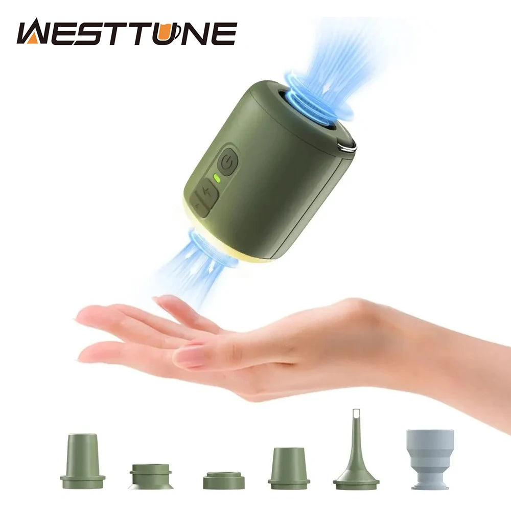 WESTTUNE Compact Air Pump With Camping Lantern For Inflatable Beds