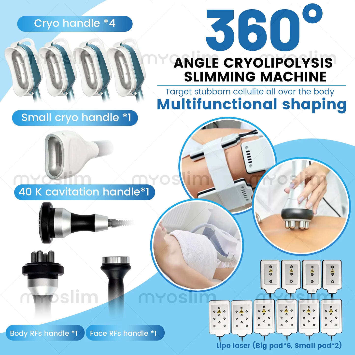 360 Cryo Fat Freezer Cavitation Vacuum RF LED Beauty Machine