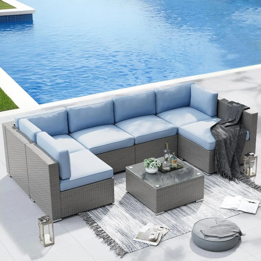 Outdoor Patio Furniture Set With Conversation Sofa And Coffee Table