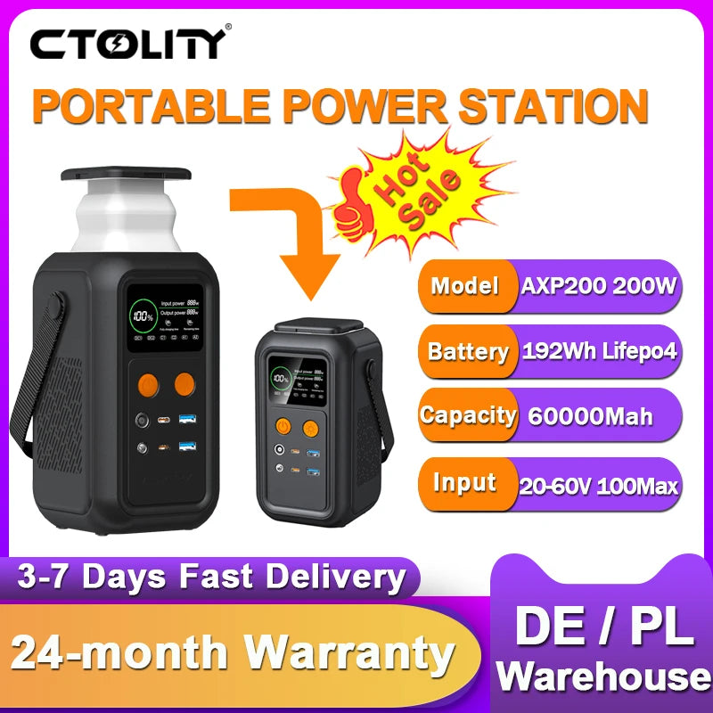 CTOLITY 200W Power Station 192Wh Lifepo4 Portable Charger