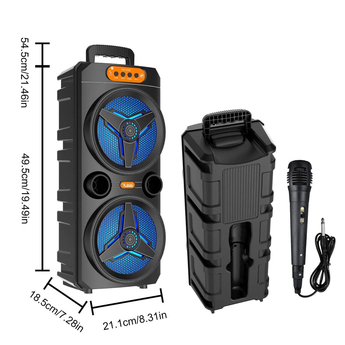 Portable Outdoor Speaker With Wireless Microphone And FM Radio