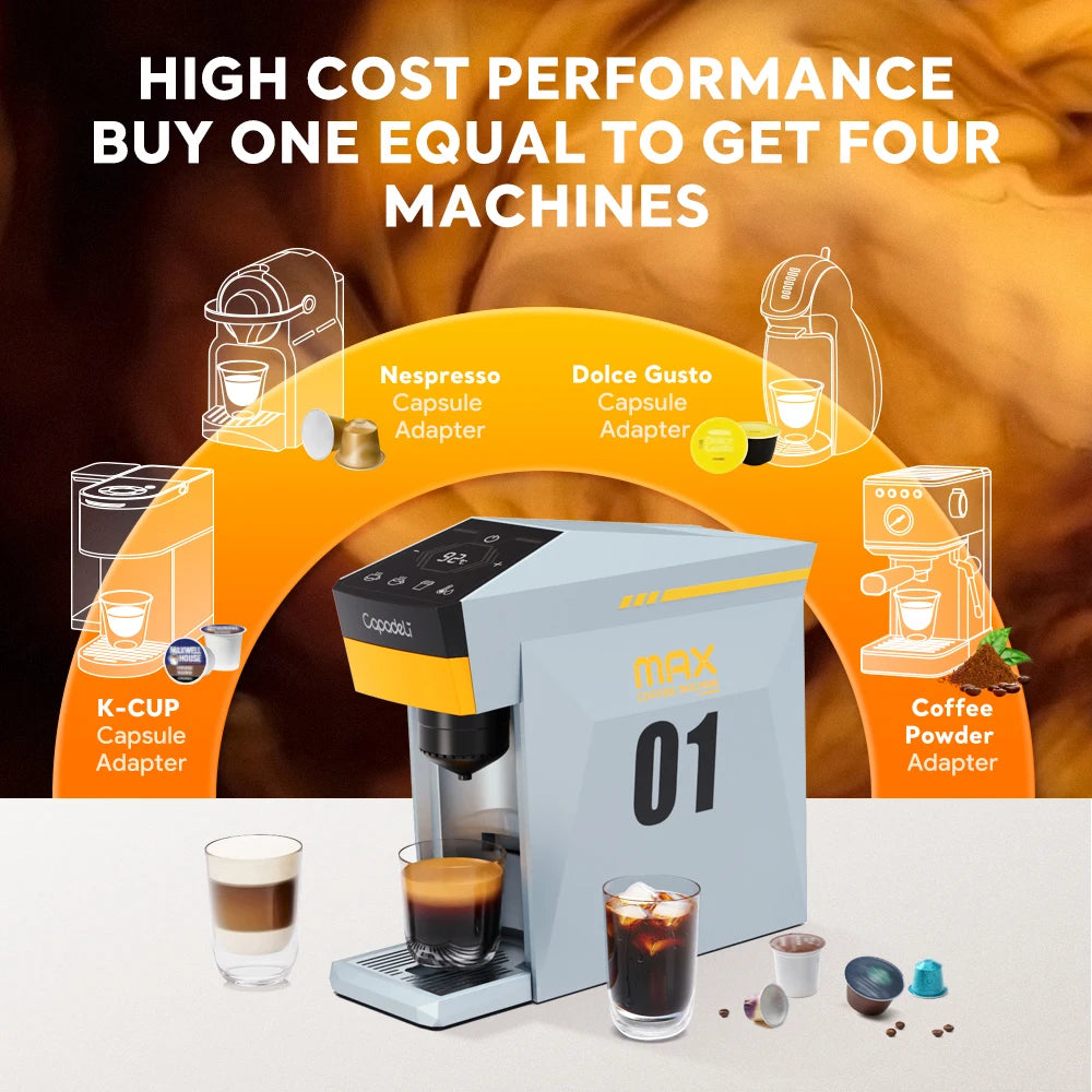Capadeli 4-In-1 Espresso Machine For K Cup Pods And Ground Coffee