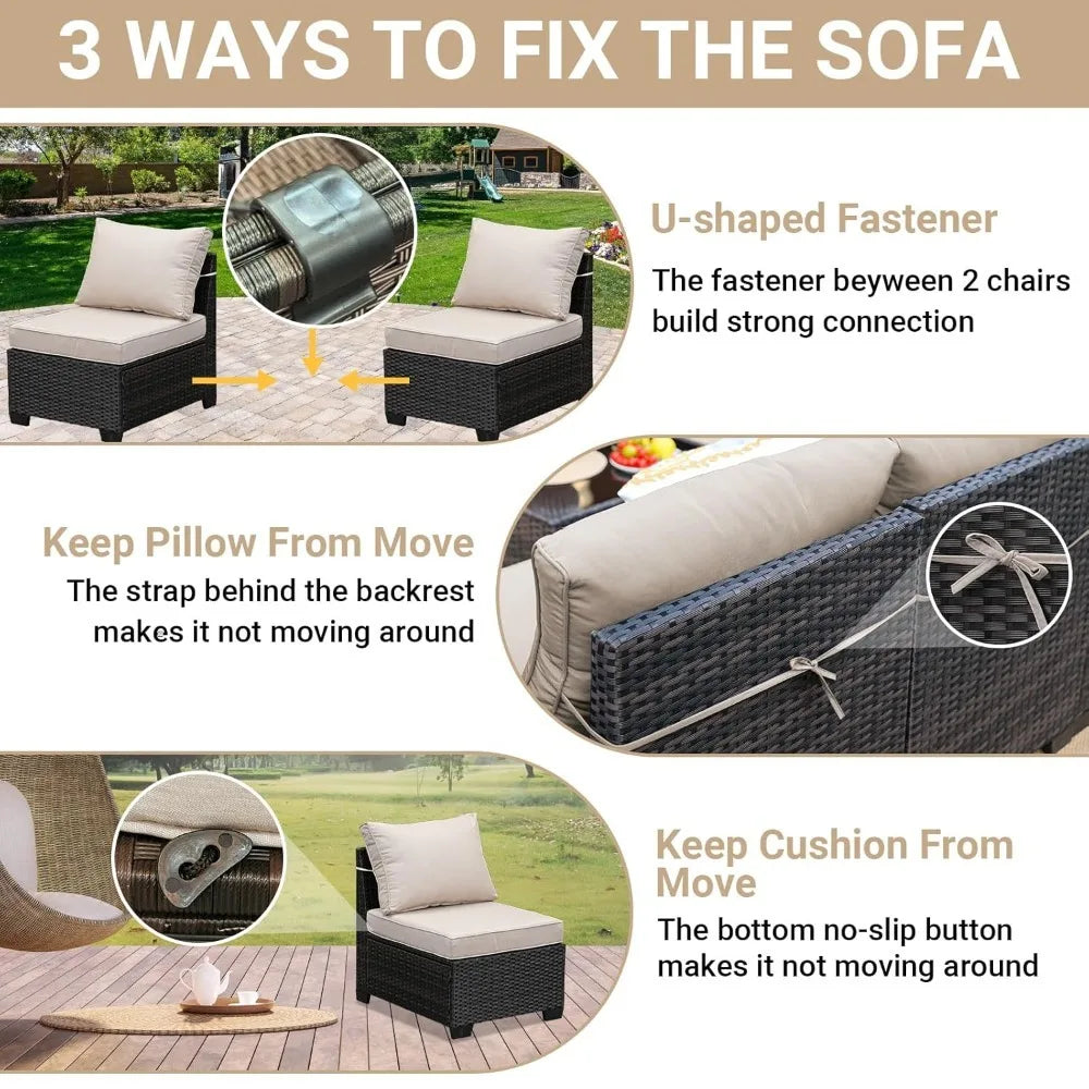 Guangbai All-Weather Outdoor Wicker Patio Furniture Set With Glass Table