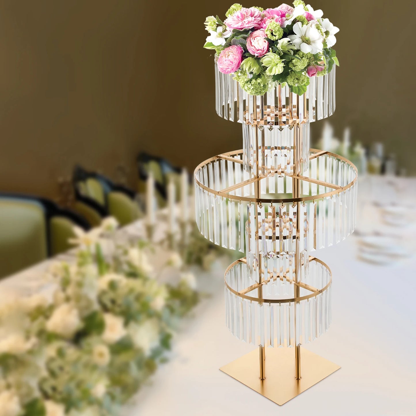 Elegant 5 Tier Acrylic Wedding Centerpiece Stand for Decor
