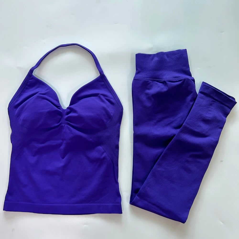 Seamless Gym Set For Women With Tank Top And High Waist Leggings