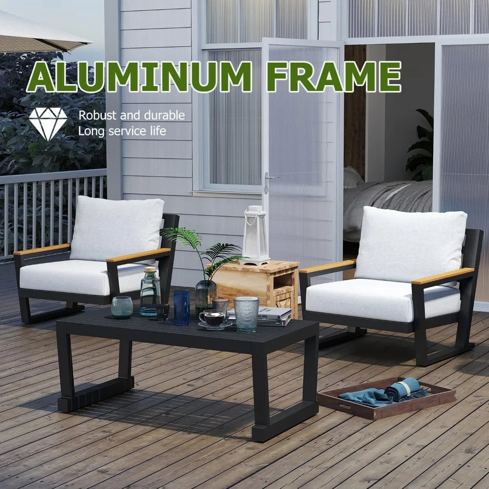 Aluminum Outdoor Patio Furniture Set With Table And 5 Seats