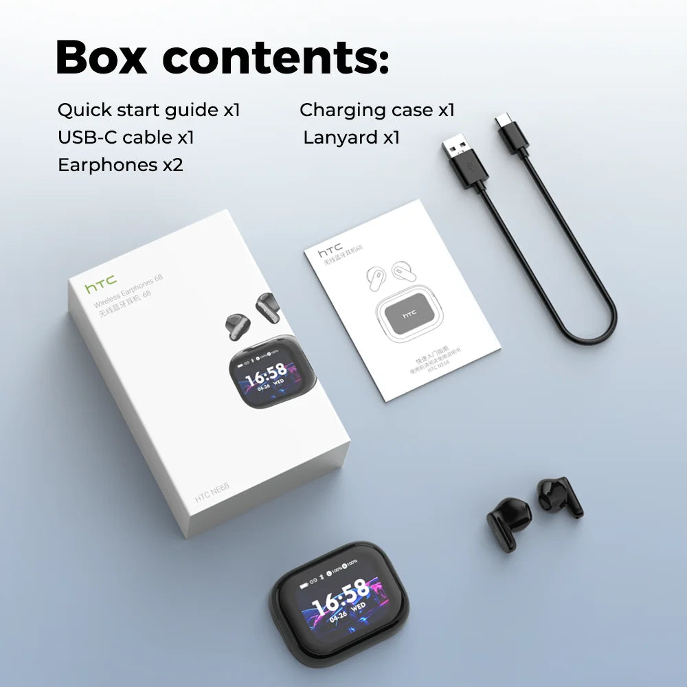 HTC NE68 Wireless Earphones Bluetooth Earbuds With Active Noise Cancellation