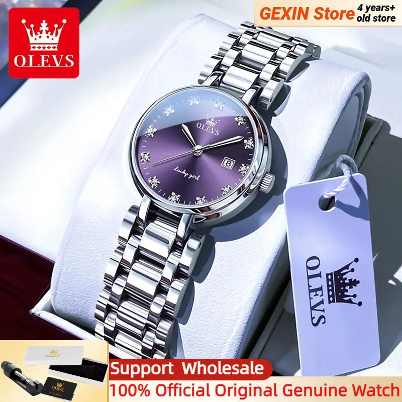 OLEVS 5575 Elegant Womens Quartz Watch With Diamond Calendar