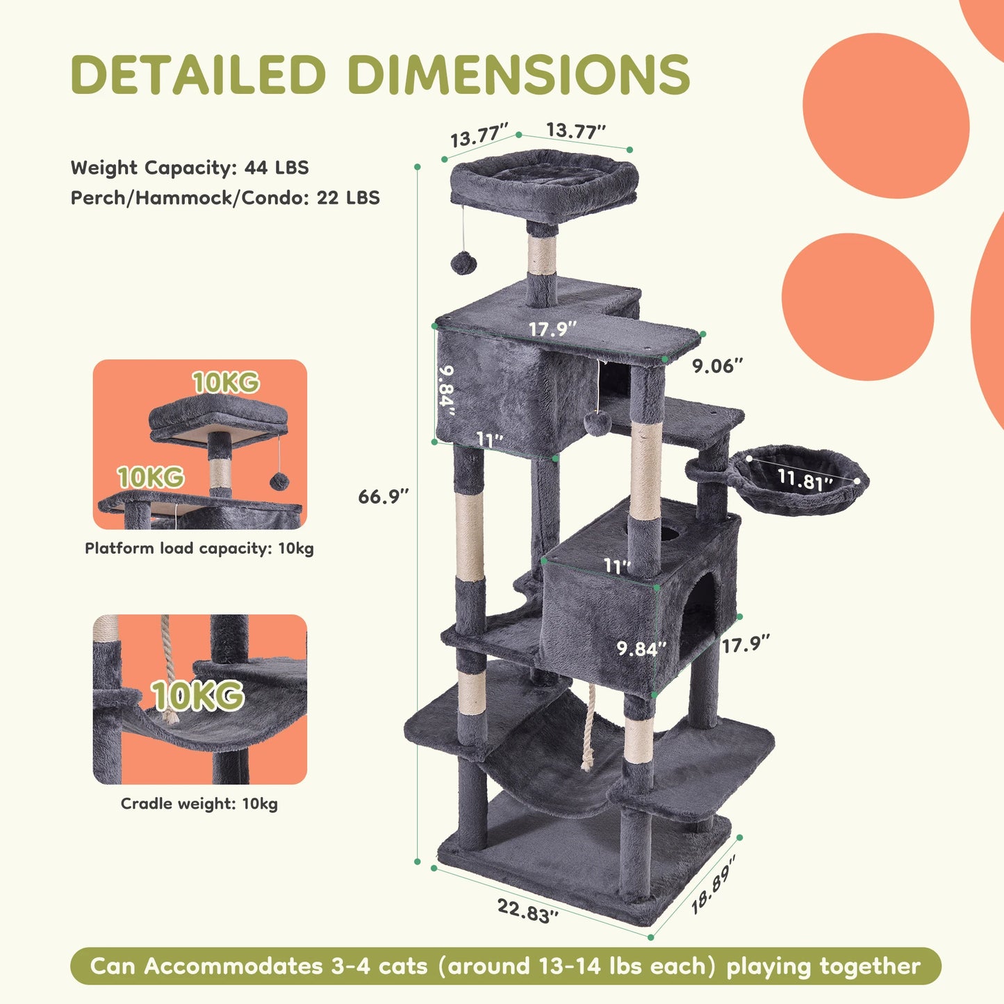 JHK Multi-Level Cat Tree Tower With Condo And Scratching Posts