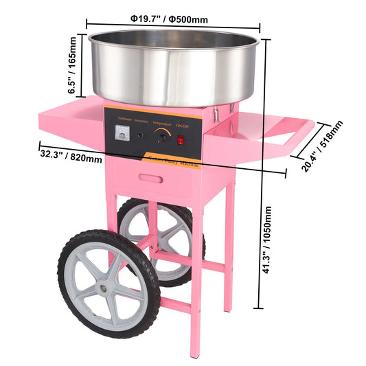 SucceBuy Commercial Cotton Candy Machine With Cart 1000W