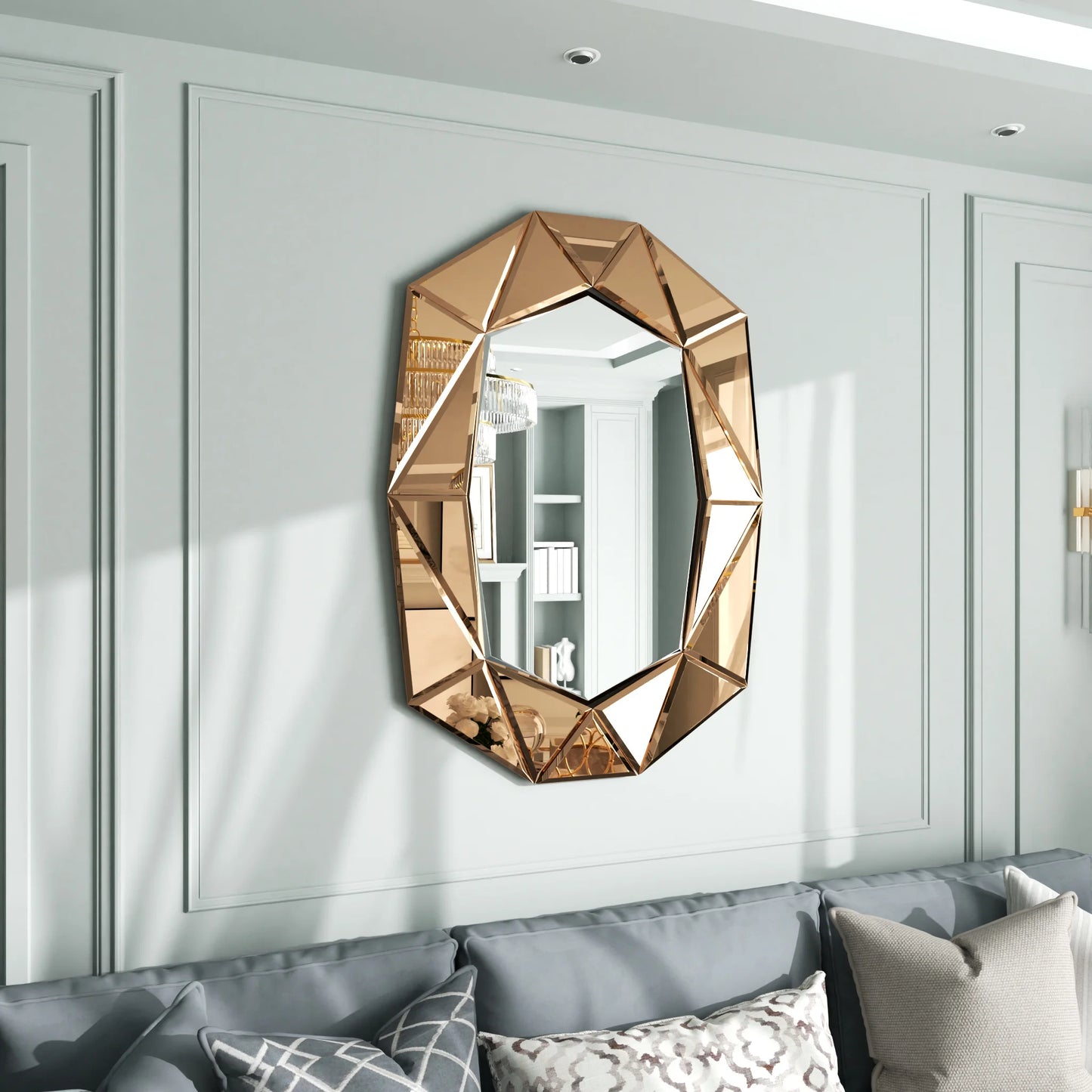 Wisfor Irregular Glass Wall Mirror With Beveled Diamond Edge