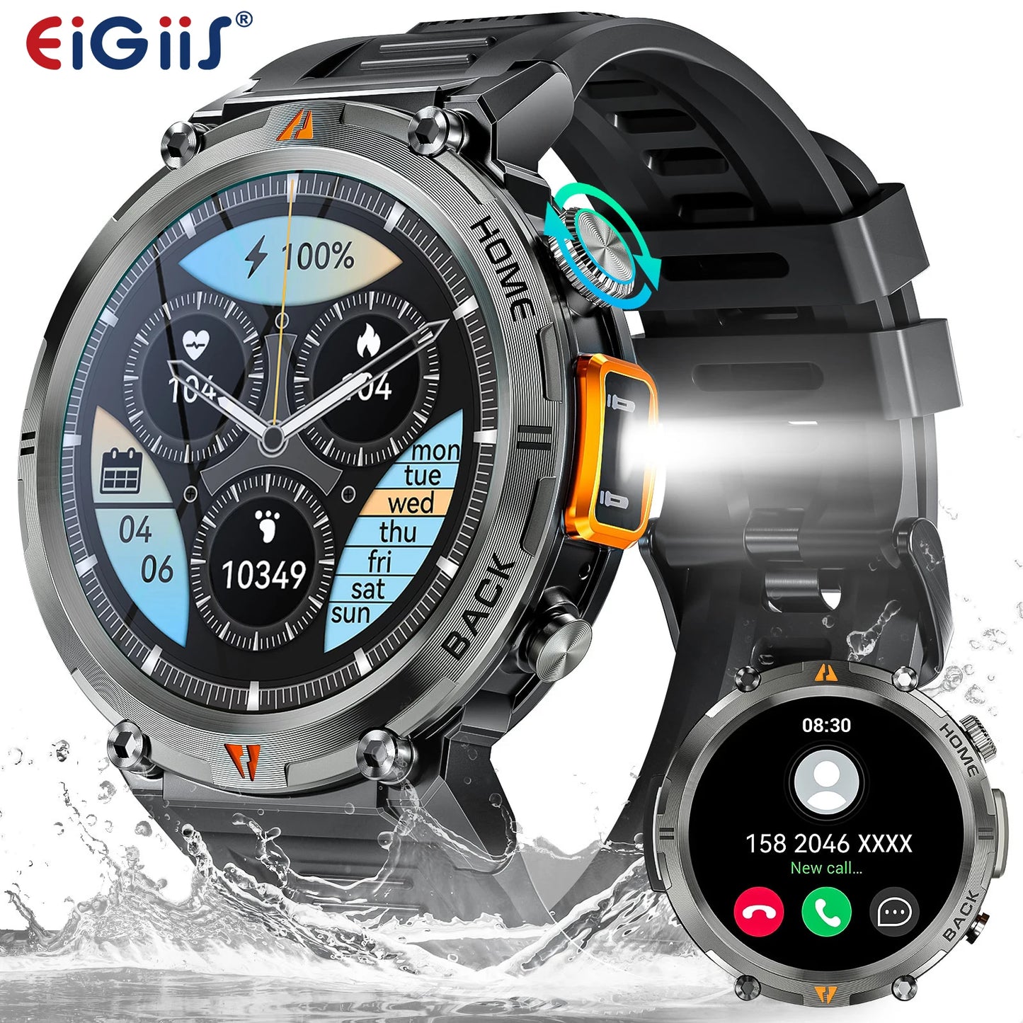 EIGIIS KE3 Bluetooth Call Smartwatch For Men Full Touch Health Monitor