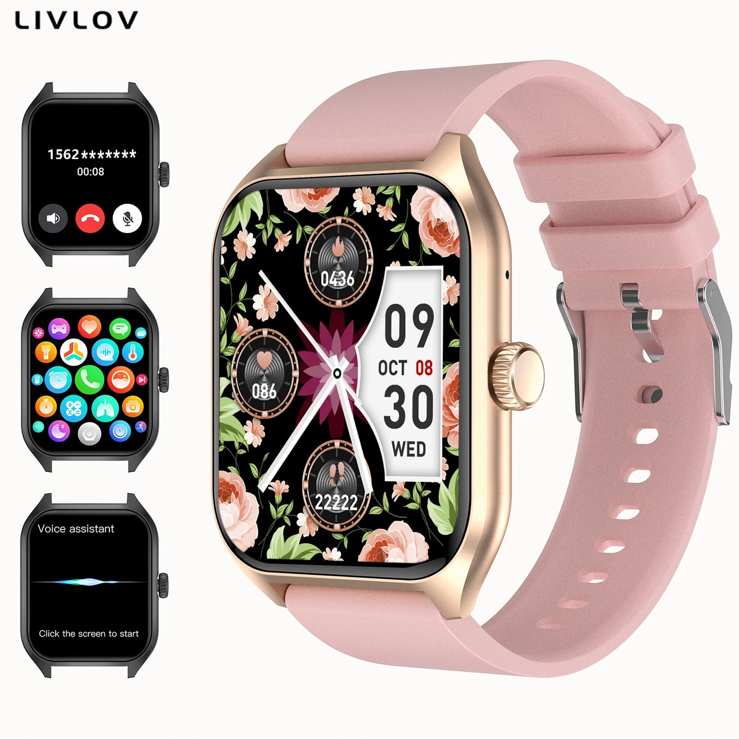 LIVLOVCP AI Voice Assistant Smartwatch With 100 Plus Sports Tracking