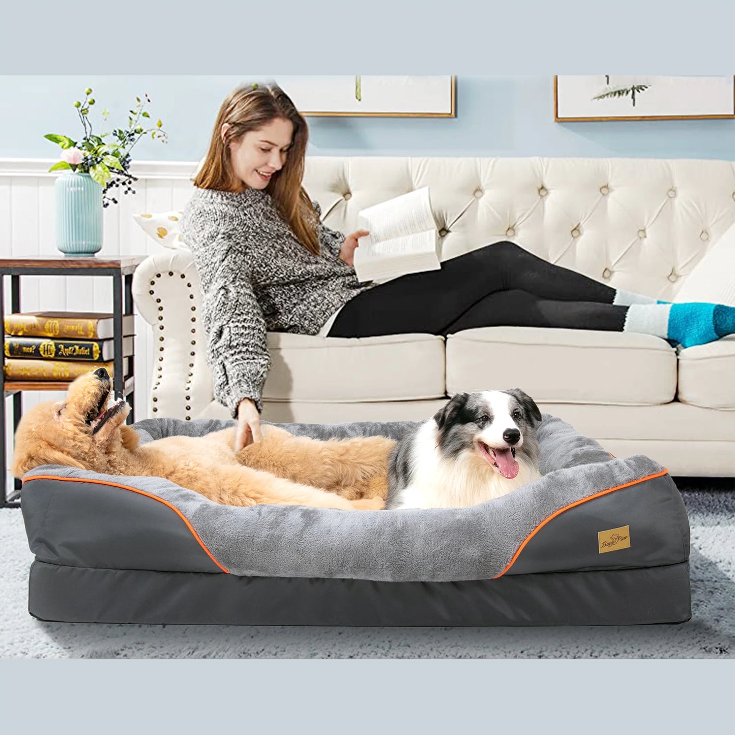 BINGOPAWCN Anti Allergy Warm Fleece Dog Bed Waterproof Removable Cover