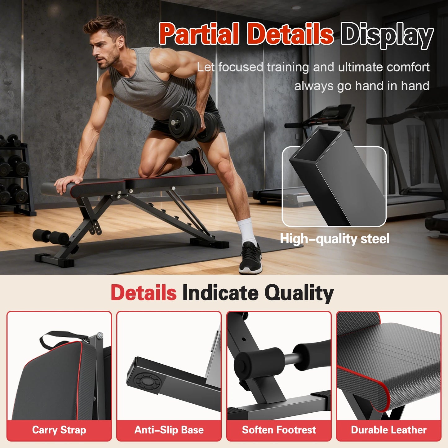 Multifunctional Adjustable Dumbbell Bench Foldable For Full Body Workout 660LBS