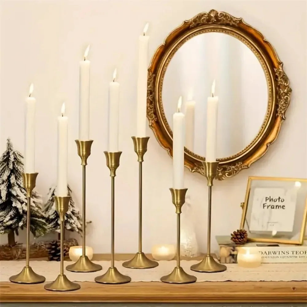 Romantic Metal Taper Candle Holders Set For European Style Decor