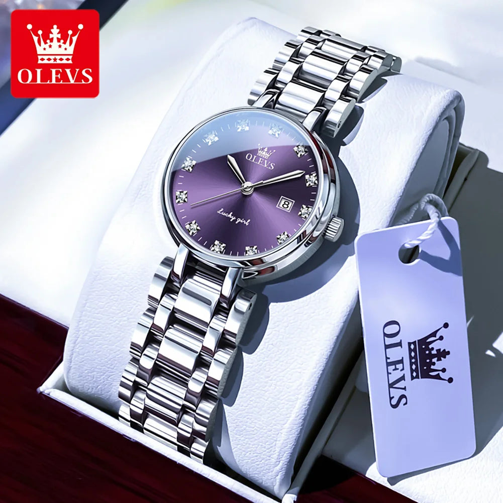 OLEVS 5575 Elegant Womens Quartz Watch With Diamond Calendar