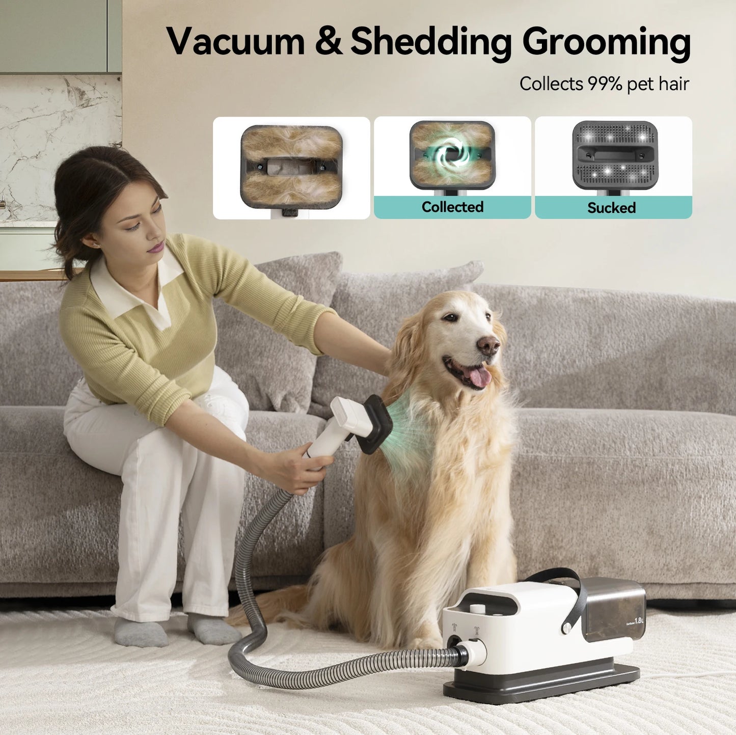 P1 Pet Grooming Vacuum and Hair Dryer With Adjustable Speed
