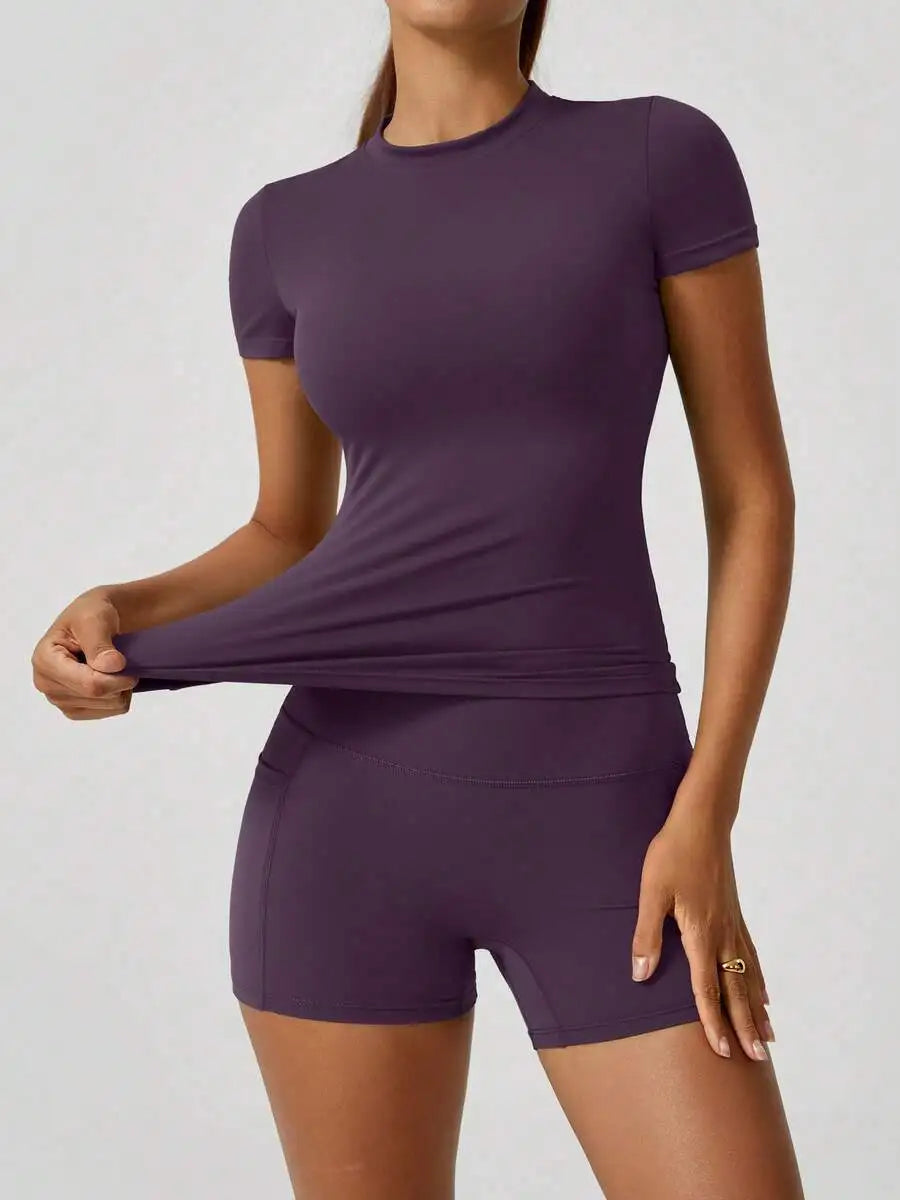 Women's High Waist Tummy Control Butt Lifting Sports Shorts Set