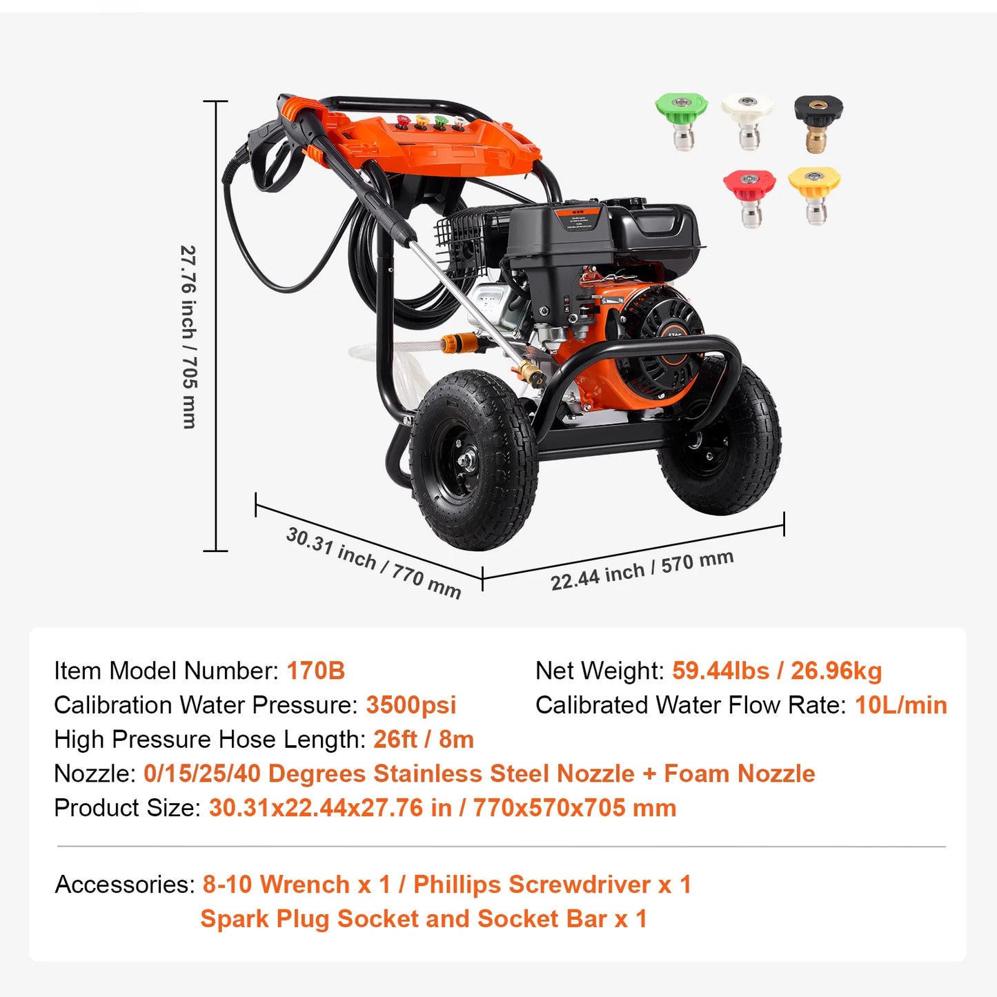 SucceBuy Gas Pressure Washer 3500 PSI 2.6 GPM Aluminum Pump