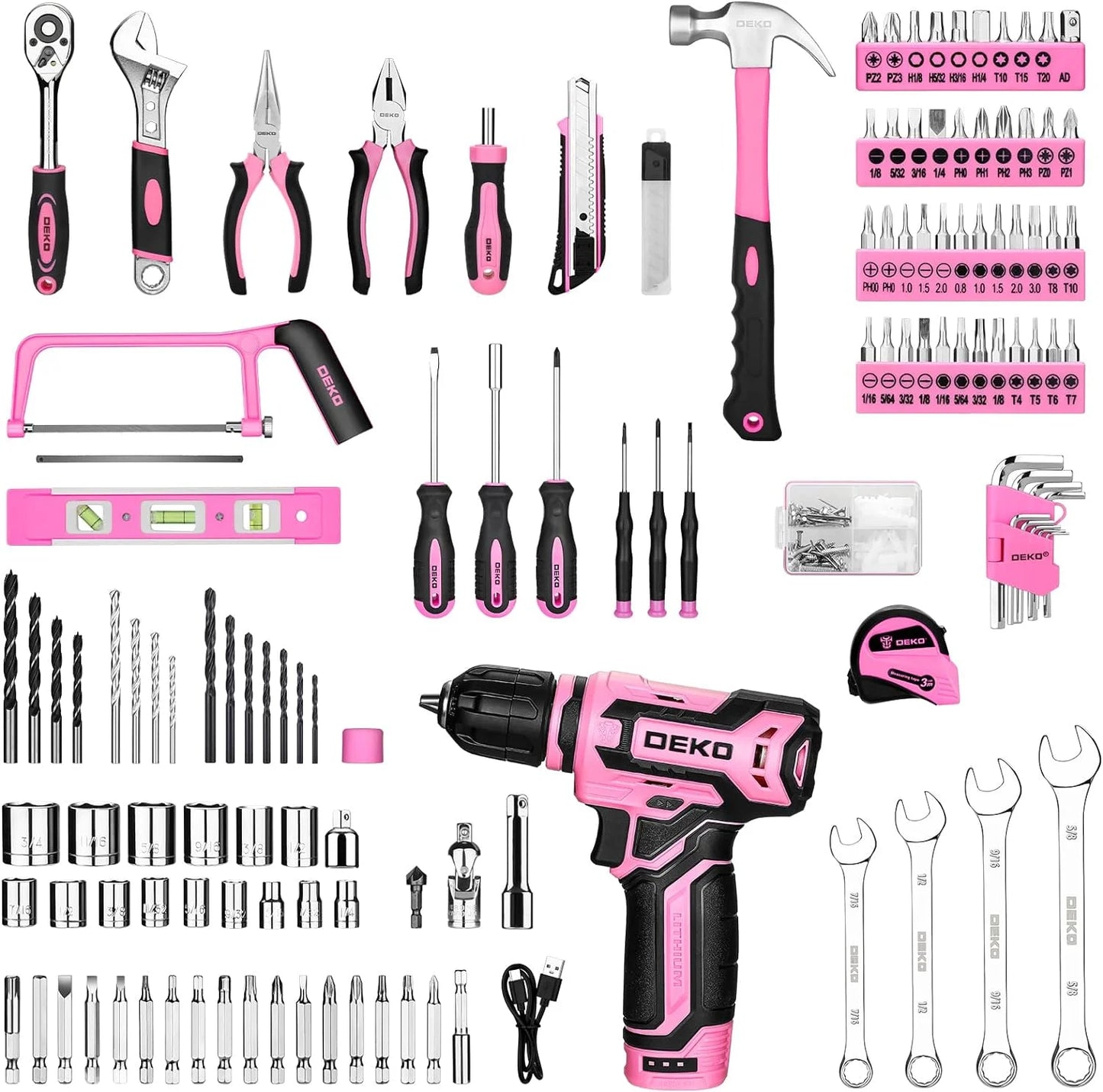 DEKO Home Mechanic Toolbox With 12V Cordless Drill And Organizer
