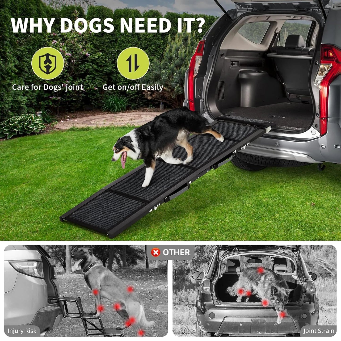 HiMISS Folding Car Dog Ramp Non-Slip Portable 250 LBS