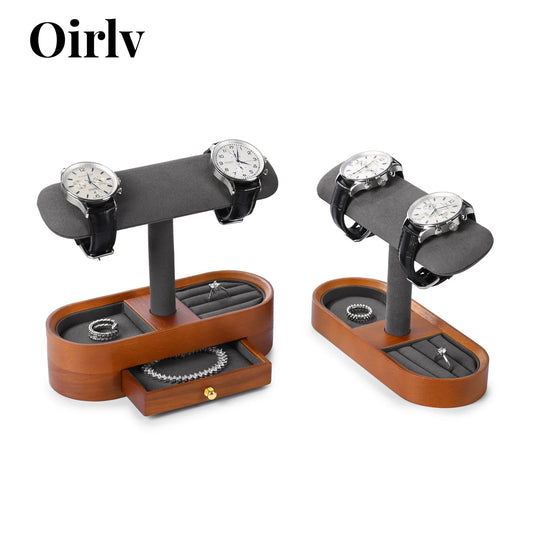 Oirlv Wooden Jewelry Organizer and Watch Display Stand