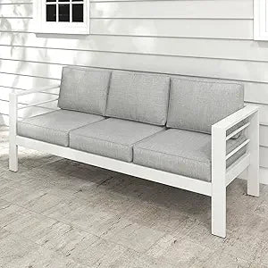 Outdoor Aluminum Patio Sofa Three Seater All Weather With Cushions