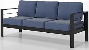 Outdoor Aluminum Patio Sofa Three Seater All Weather With Cushions