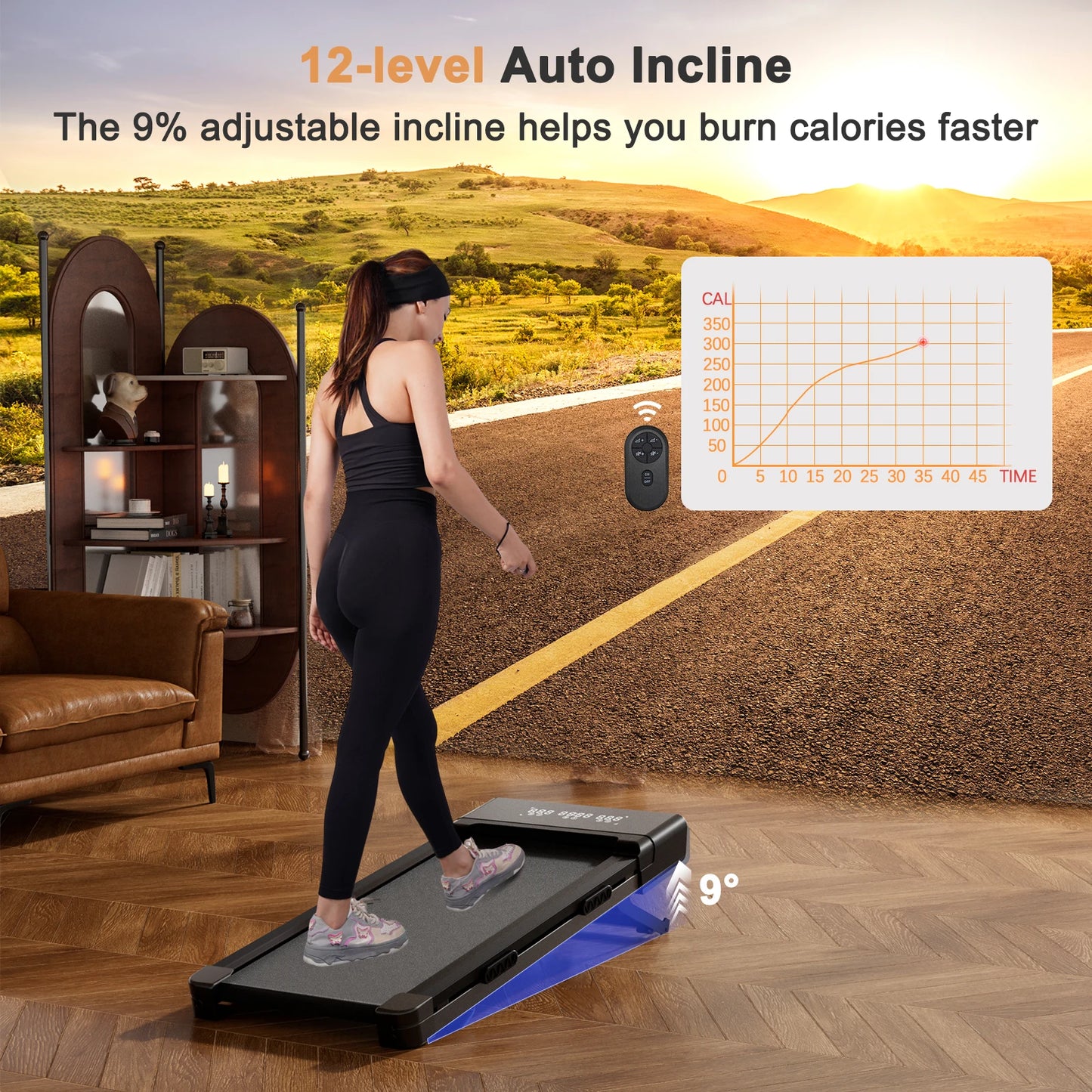 Superun 3.0HP Under Desk Treadmill With Adjustable Incline Speed 1To6KMH